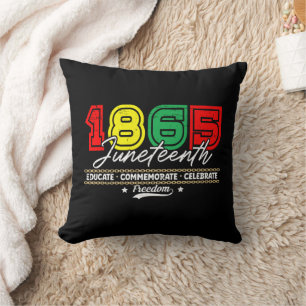 Educate Commemorate Celebrate 1865 Juneteenth Throw Pillow
