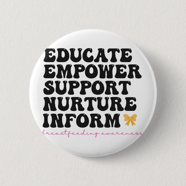 Educate Empower Support Nurture Inform Breastfeed Button (Front)