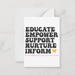 Educate Empower Support Nurture Inform Breastfeed Note Card