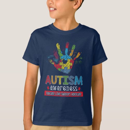 Educate Love Support Advocate Autism Awareness T_Shirt