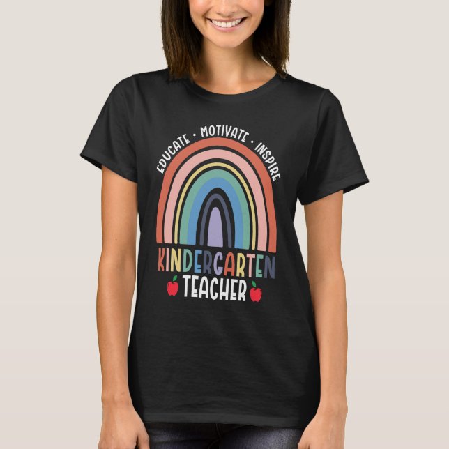 Educate Motivate Inspire Kindergarten Teacher Rain T-Shirt (Front)