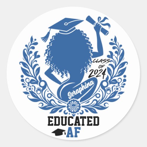 Educated AF Twerk Team Blue Graduation Party Classic Round Sticker