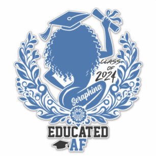 "Educated AF" Twerk Team Blue Graduation Party Sticker
