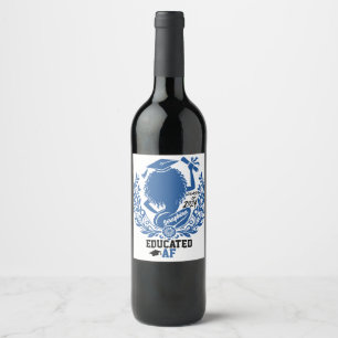 "Educated AF" Twerk Team Blue Graduation Party Wine Label
