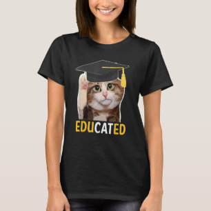 Educated Cat Graduation Cap Senior Funny Graduatio T-Shirt