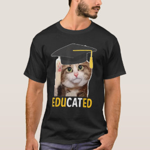 Educated Cat Graduation Cap Senior Funny Graduatio T-Shirt
