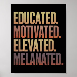 Educated Motivated Elevated Melanated Black Histor Poster