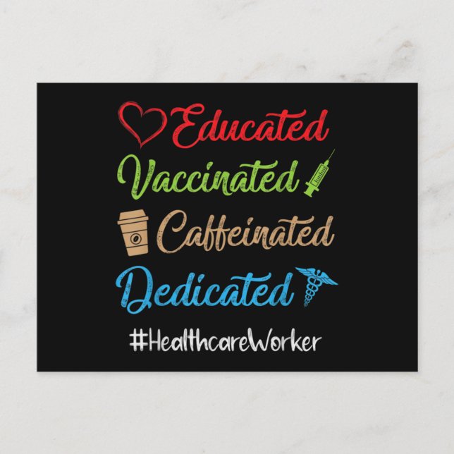 Educated Vaccinated Caffeinated Dedicated Postcard (Front)