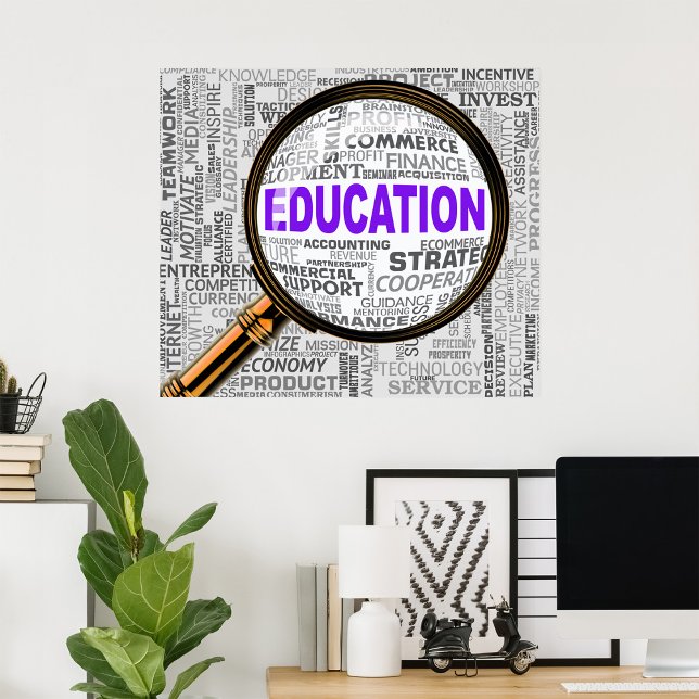 Education Concept Magnifying Glass Word Cloud Poster (Creator Uploaded)