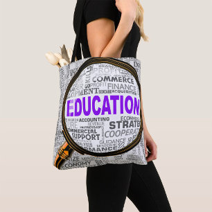 Education Concept Magnifying Glass Word Cloud Tote Bag