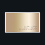 Education Consultant Elegant Bold Gold Minimalist Business Card<br><div class="desc">This simple and very elegant education consultant business card features your name and title in simple thin letters aligned to the lower right of the card. The background is a tasteful gold gradient texture with a simple slim white border around the edges of the card, giving the card a striking...</div>