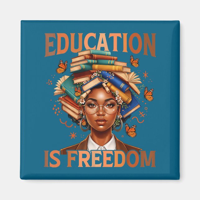 Education Freedom Black Teacher Books Artwork Magnet (Front)