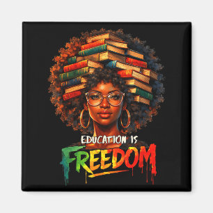 Education Freedom Black Teacher Books Graphic Art Magnet