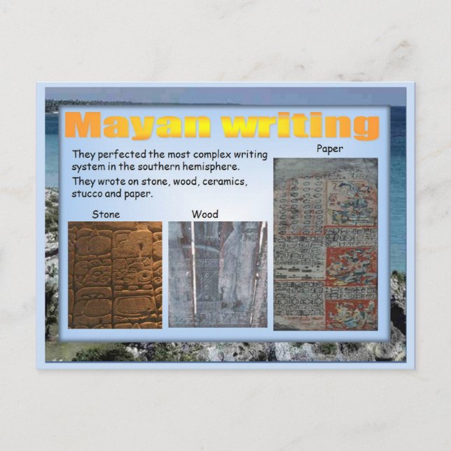 Education, History, Mayan writing Postcard (Front)