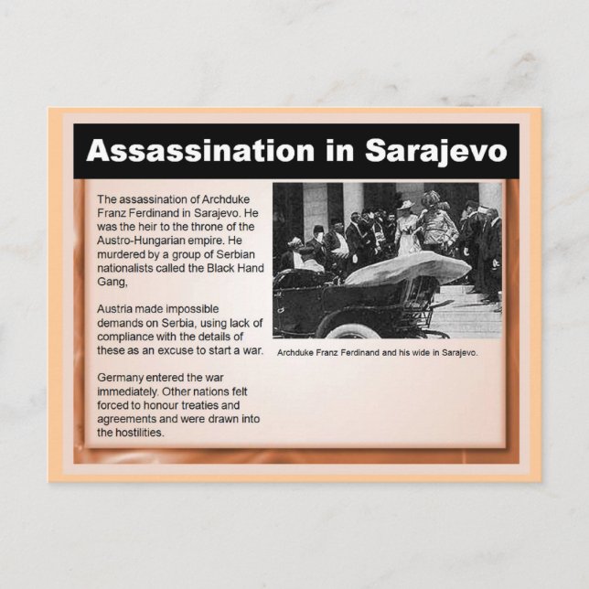 Education, History, World War I, Assassination Postcard (Front)
