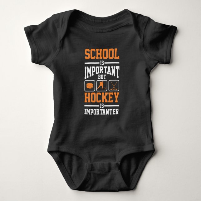 Education Ice Hockey Player Defense Forward Goalie Baby Bodysuit (Front)