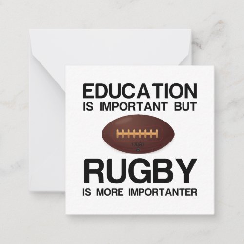 EDUCATION IMPORTANT RUGBY IMPORTANTER NOTE CARD