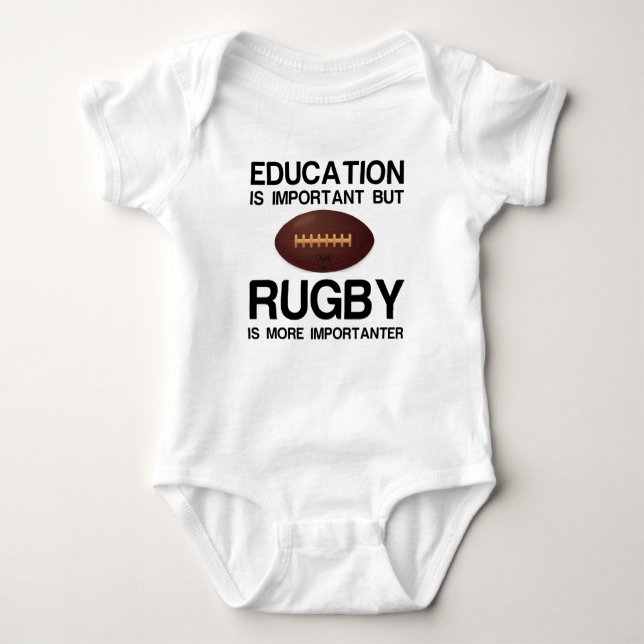 EDUCATION IMPORTANT RUGBY IMPORTER BABY BODYSUIT (Front)