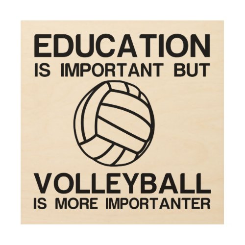 EDUCATION IMPORTANT VOLLEYBALL IMPORTANTER WOOD WALL ART