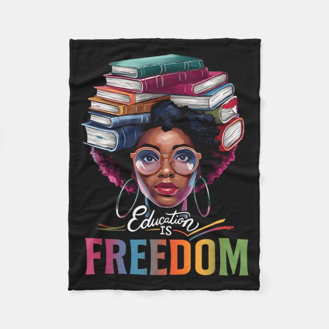 Education Is Dom Black Teacher Books Black History Fleece Blanket (Front)