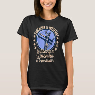 Education Is Important Power Lineman Pun Raglan B T-Shirt