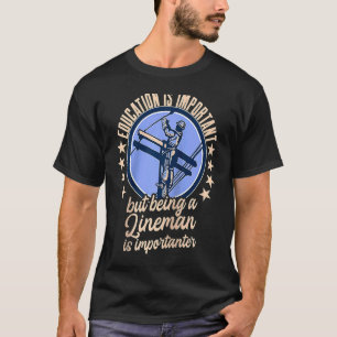 Education Is Important  Power Lineman Pun Raglan B T-Shirt