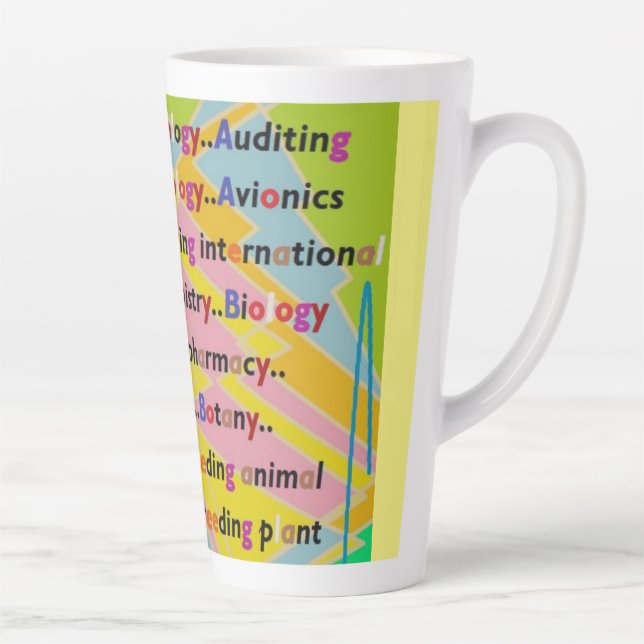 Education Learning design in mixed colors Latte Mug (Right)