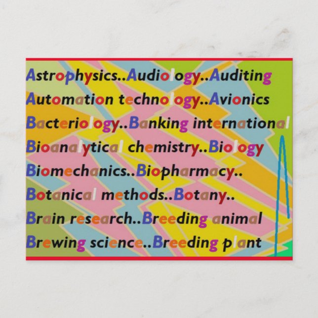 Education Learning design in mixed colors Postcard (Front)