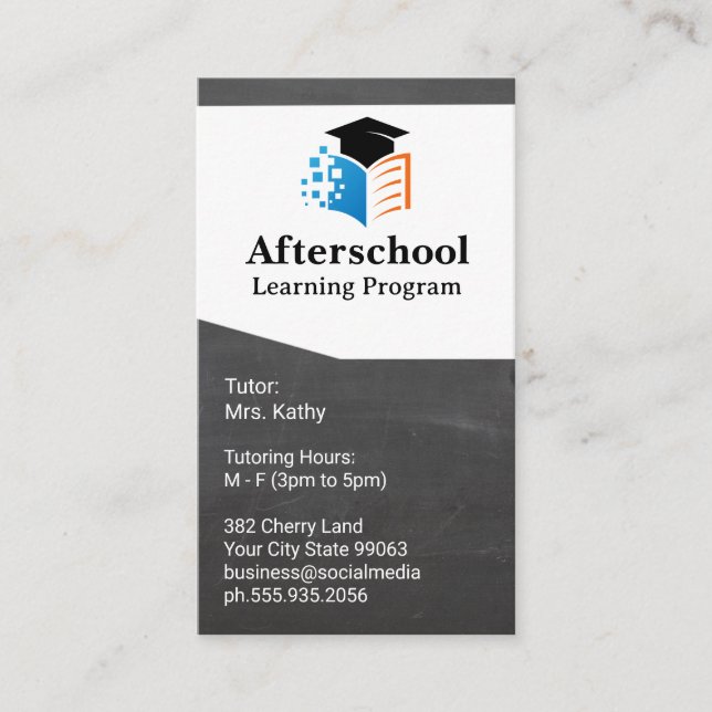 Education Learning | Graduate Cap Logo Business Card (Front)