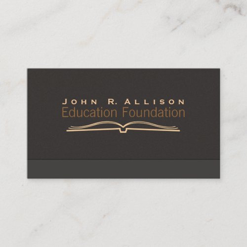 Education Open Book Brown Suede Look Business Cards