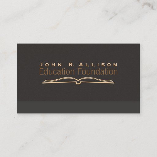 Customizable Education Open Book Brown Suede Look Business Cards