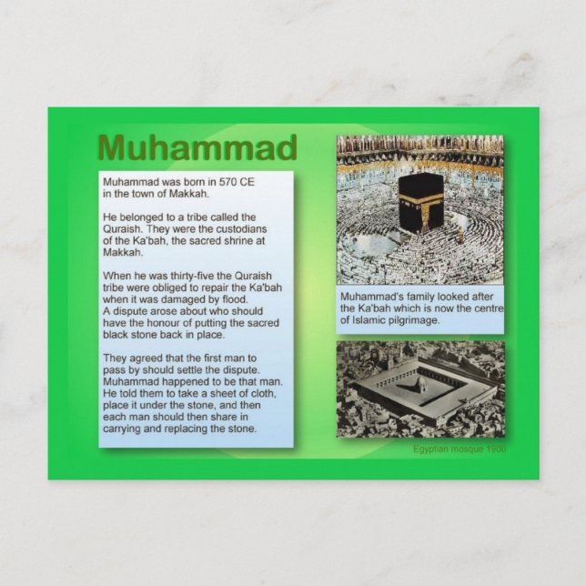 Education, Religion, Islam, Muhammad Postcard (Front)