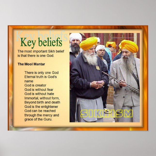 Education, Religion, Sikhism Key Beliefs Poster (Front)