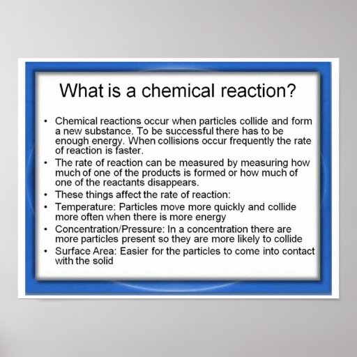 Education, Science, What is a chemical reaction? Poster | Zazzle