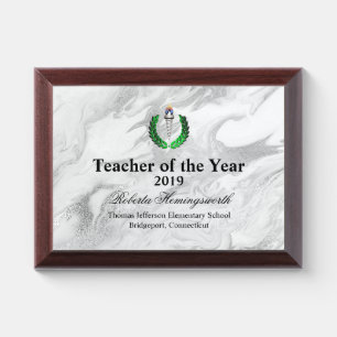 Education Symbol Marbled Teachers Award Plaque