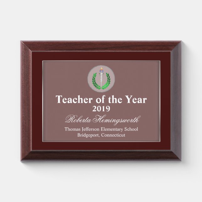 Education Symbol Red Teachers Award Plaque (Horizontal)