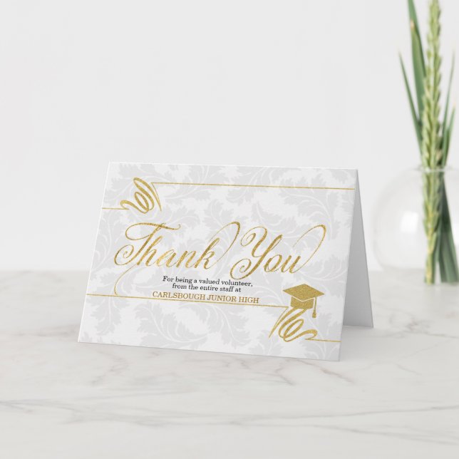 Education Themed Thank You Faux Gold Holiday Card (Front)