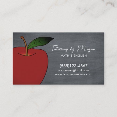 Education Tutor Teacher Apple Chalkboard Business Card