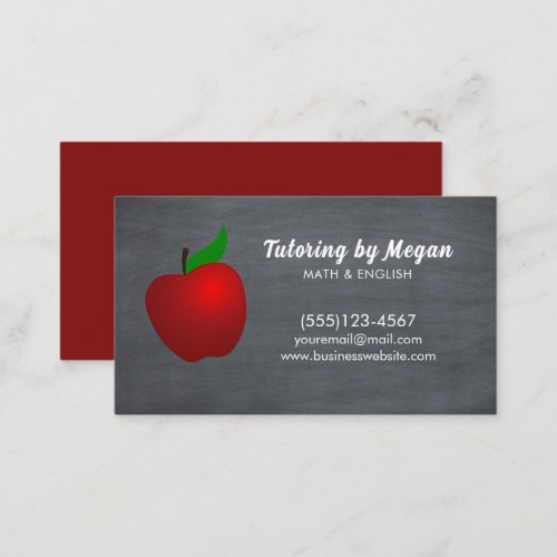 Education Tutor Teacher Apple Chalkboard Business Card