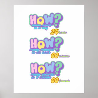 Educational Clock Poster, Telling The Time 2 Poster