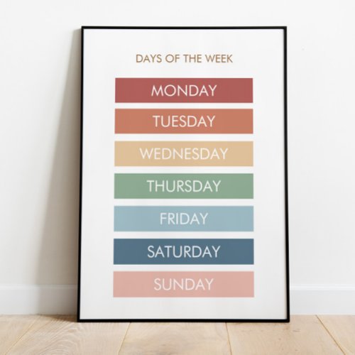 Educational Days of the Week  Homeschool Poster