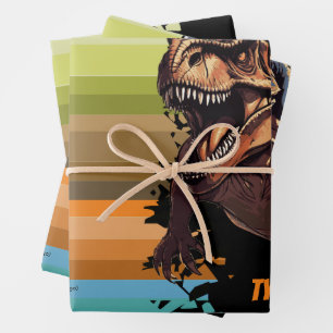 Educational Dino Evolution, Kids Birthday Gift Wrapping Paper Sheets