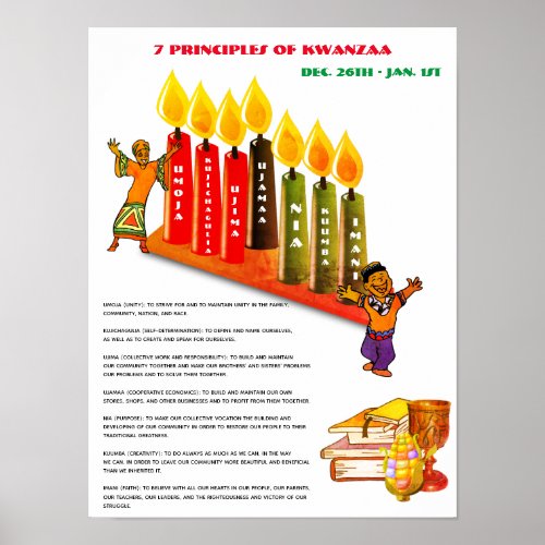 Educational KWANZAA Poster 7 Principles Symbols