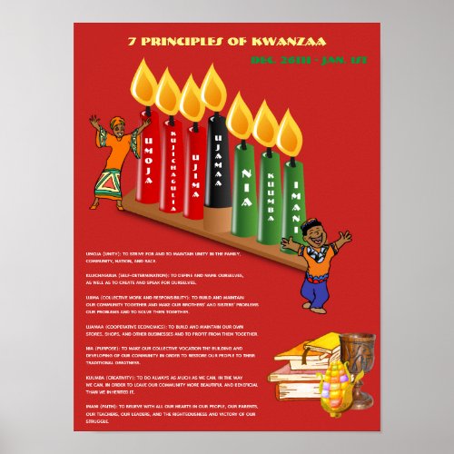 Educational KWANZAA Poster 7 Principles Symbols