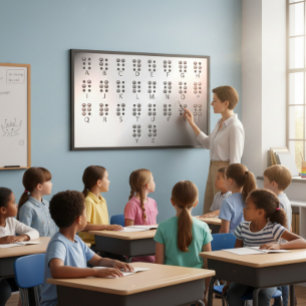 Educational Poster with Braille Alphabet