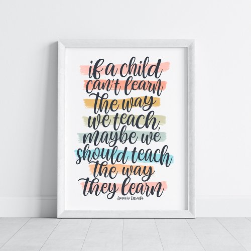 Educational Quote Typography Rainbow Stripes Poster