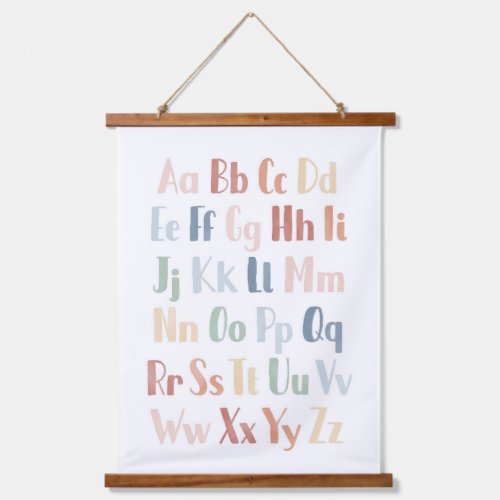 Educational Rainbow Watercolor Alphabet Hanging Tapestry