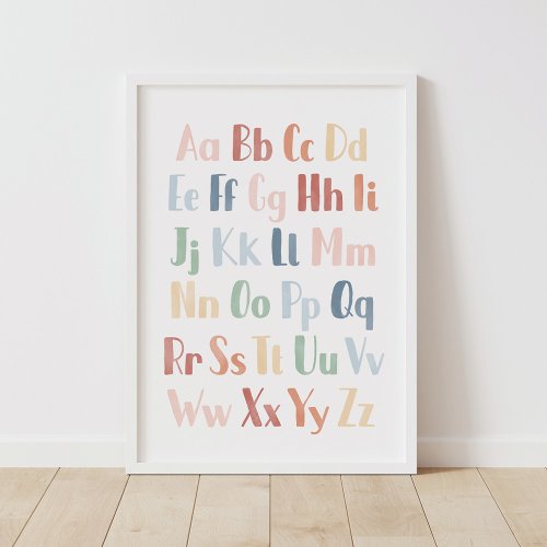 Educational Rainbow Watercolor Alphabet Poster