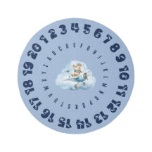 Educational Round Rug with Alphabet Number Border 