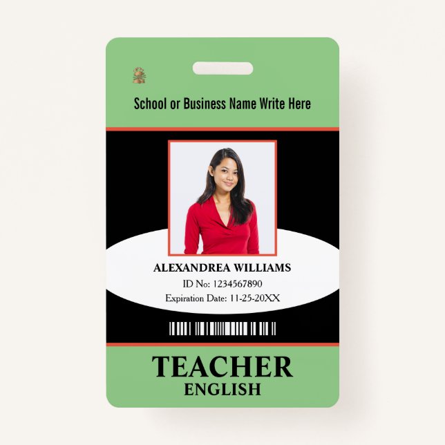 Educational Teacher Employee Photo Name ID  Badge (Front)